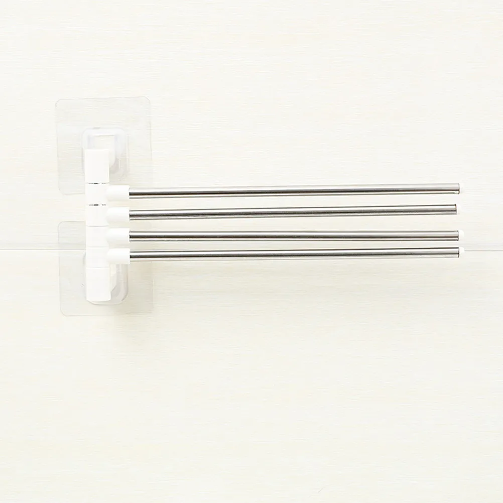 

Rotatable 4 Arm Adhesive Towel Rack Stainless Steel Holeless Wall Mounted Towel Holder for Bathroom Kitchen Bath Hand Towels