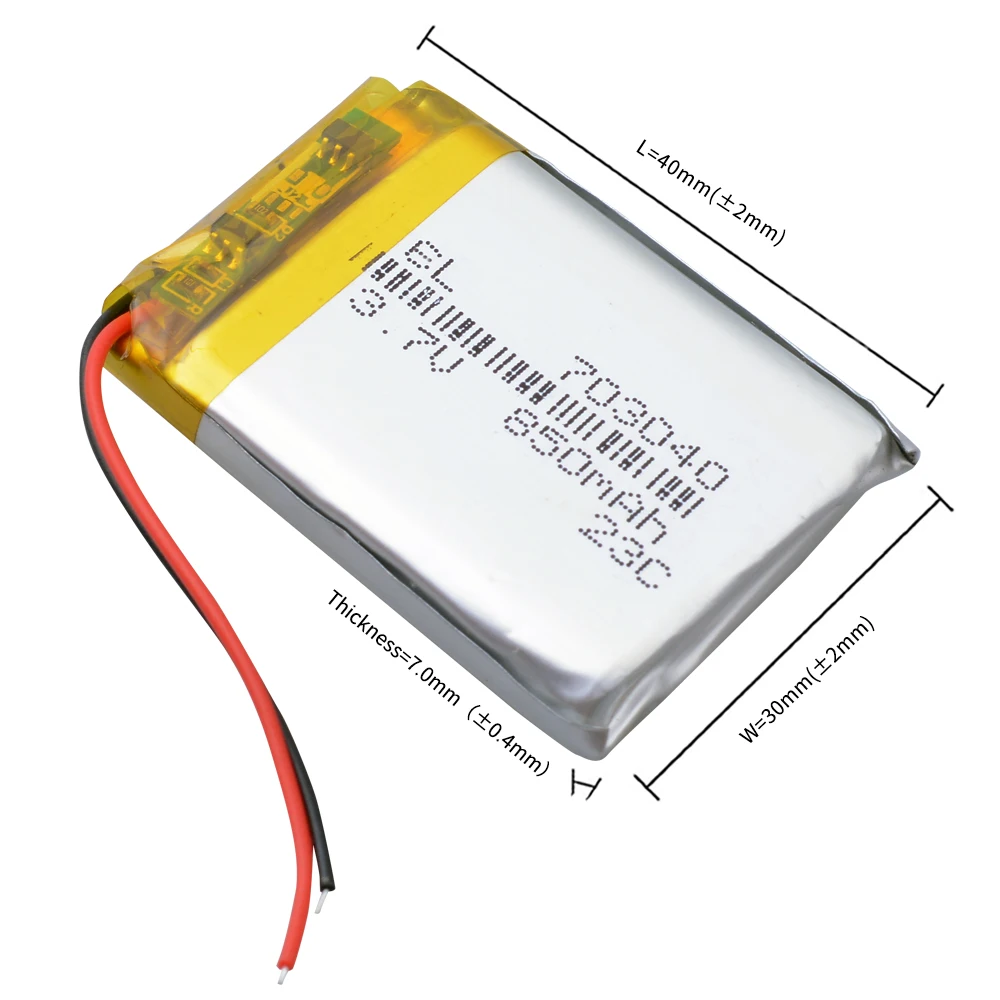 

3.7V 850mAh 703040 Lipo Polymer Lithium Rechargeable Battery Replacement for cozmo robot