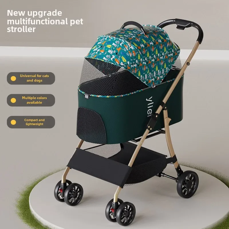 Pet Cart Dog Cat Teddy Trolley Out Small Pet Cart Lightweight Foldable Outdoor Travel Dog Stroller Cat Bag