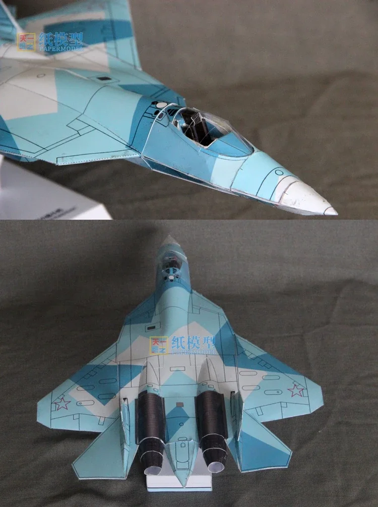 Russian T50 Stealth Fighter Paper Model Puzzle Hand-made Aviation Military Toy DIY Origami Non-finished Product