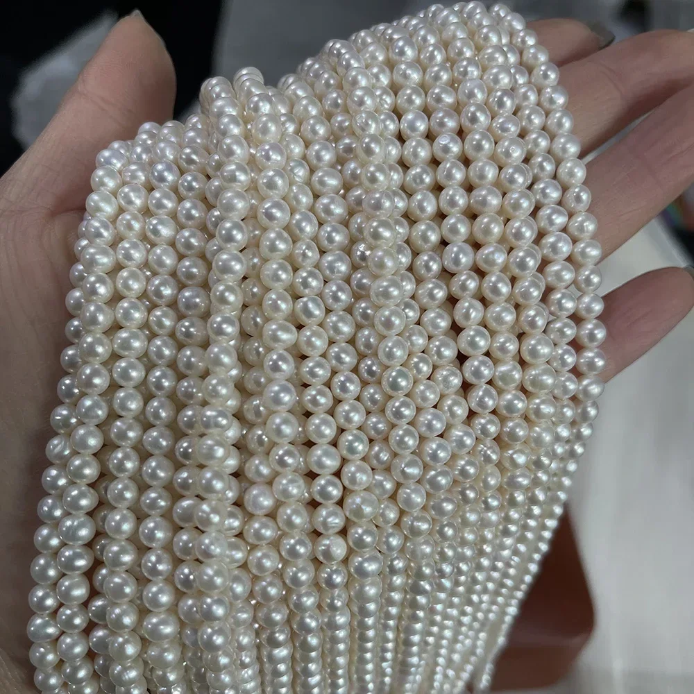 4-5mm 4A Natural Freshwater Pearl White Round High Quality Isolated Bead Women Jewelry Make DIY Necklace Bracelet Accessories