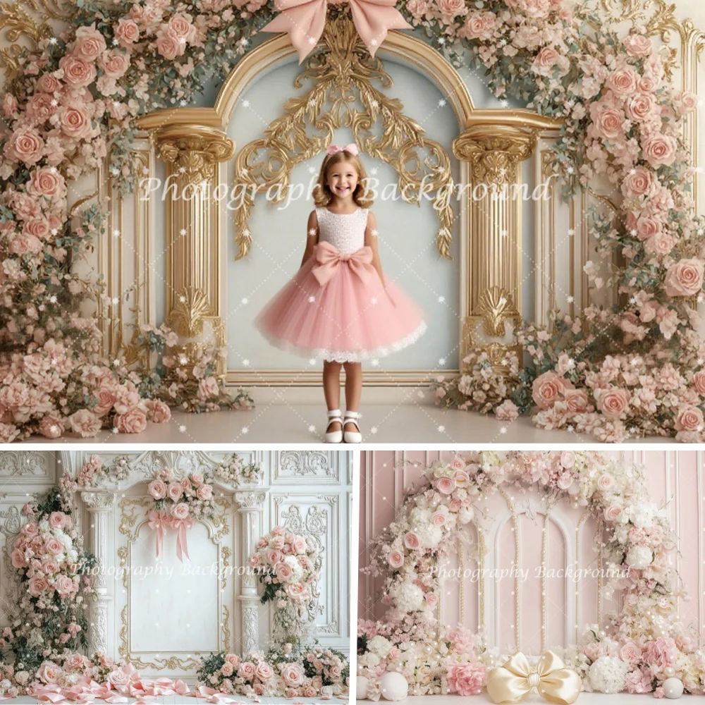 

Dreamy Wedding Backgrounds For Photographs Pink White Flowers Wall Girls Birthday Backdrop Bridal Shower Decor Photo Studio Prop