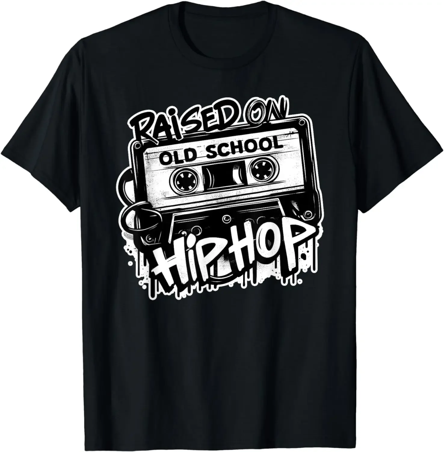 2024 summer tops RAISED ON OLD SCHOOL HIP HOP Anniversary Cassette Graffiti T-Shirt