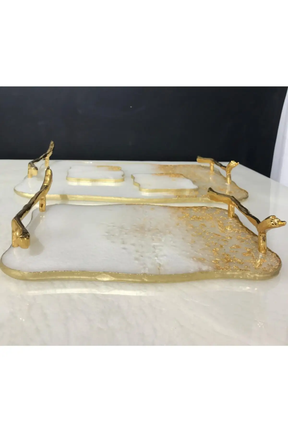 

DOLBOVI Epoxy luxury tray Set (Cream-gold) tray поднос plateau luxury