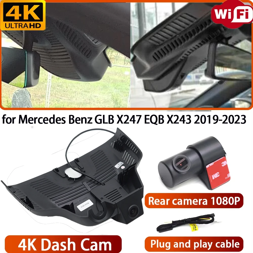for Mercedes Benz GLB X247 EQB X243 2019-2023 Video Recorder 4K DVR Dash Cam Wifi OEM Camera 170° Wide Angle Loop Recording