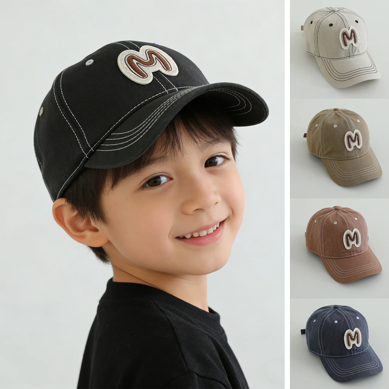 

Модная винтажная детская бейсбольная кепка из хлопка с вышивкой букв, регулируемая потертая фуражка для мальчиков и девочек, детская уличная шапка