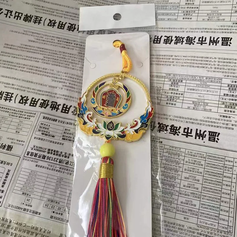 New Buddha statue car hanging Bodhi leaves, ten phases of freedom, six character mantra, prayer tube pendant, accessory