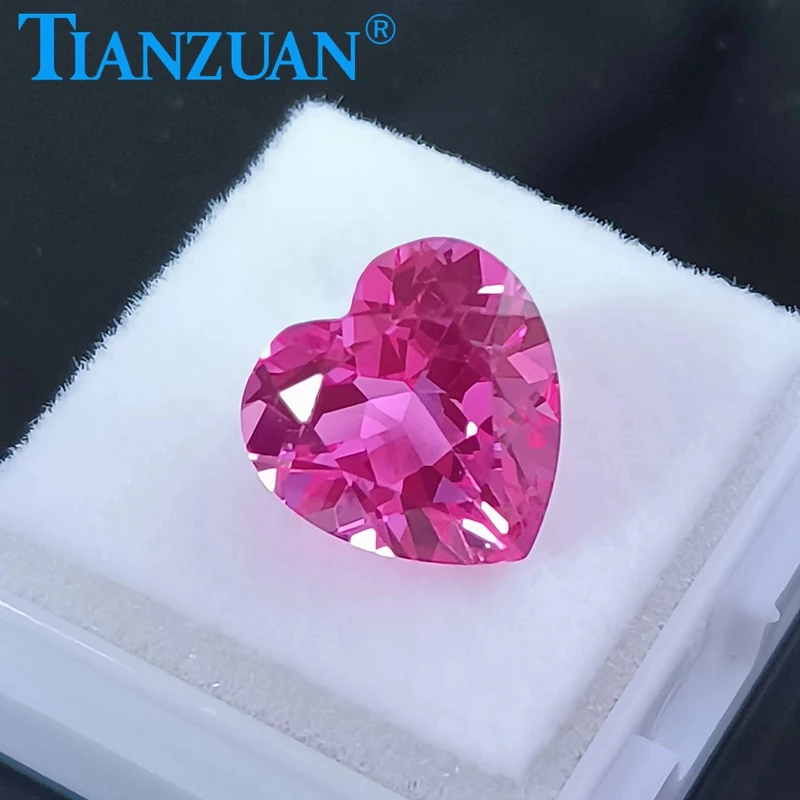 2# Pink Color Heart shape natural cut Artificial Ruby Corundum Stone clear loose stone jewelry making