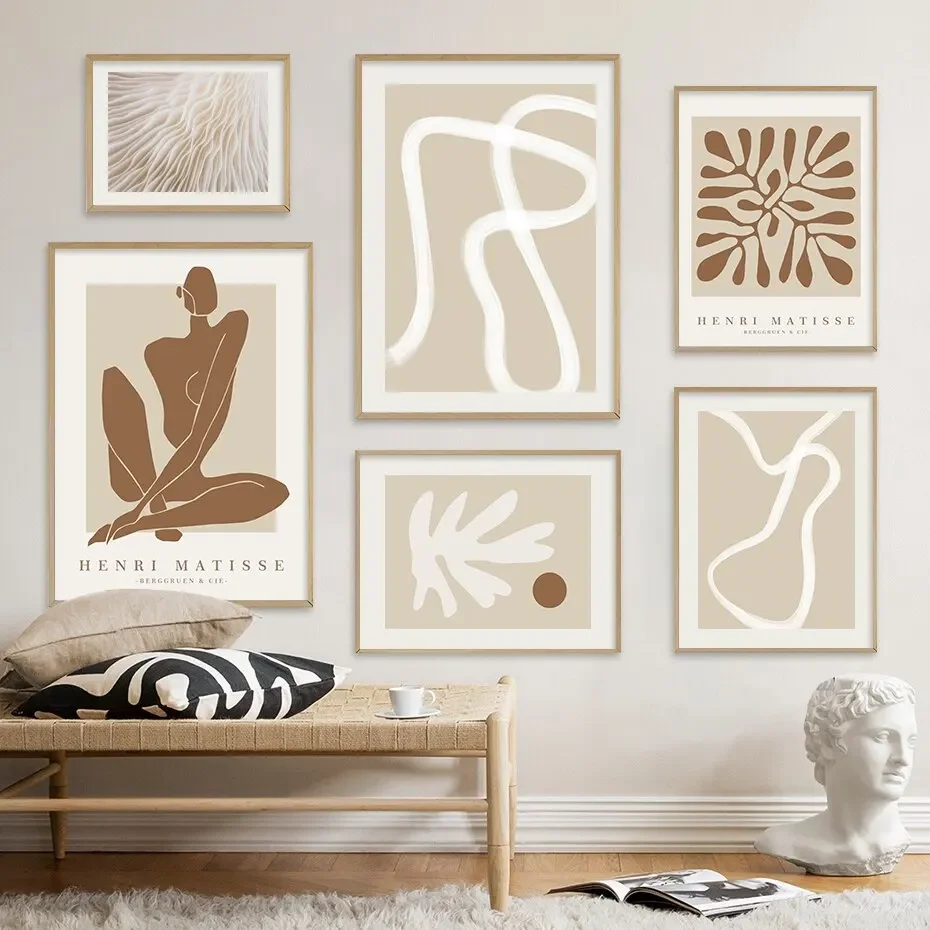 1pc frameless Canvas Painting Line Wall Art Poster  Minimalist Canvas Paintings Print Picture for Living Room Interior Home Boho
