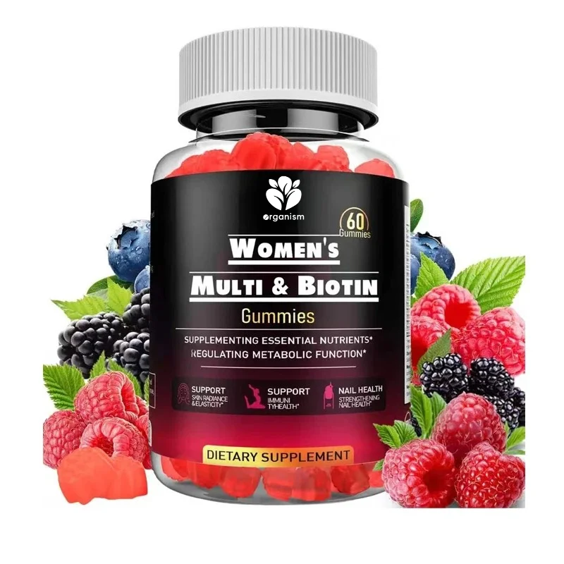 Women's multivitamin gummies, containing vitamins A, B, C, D, E, K2, fruit flavored adult daily nutritional gummies