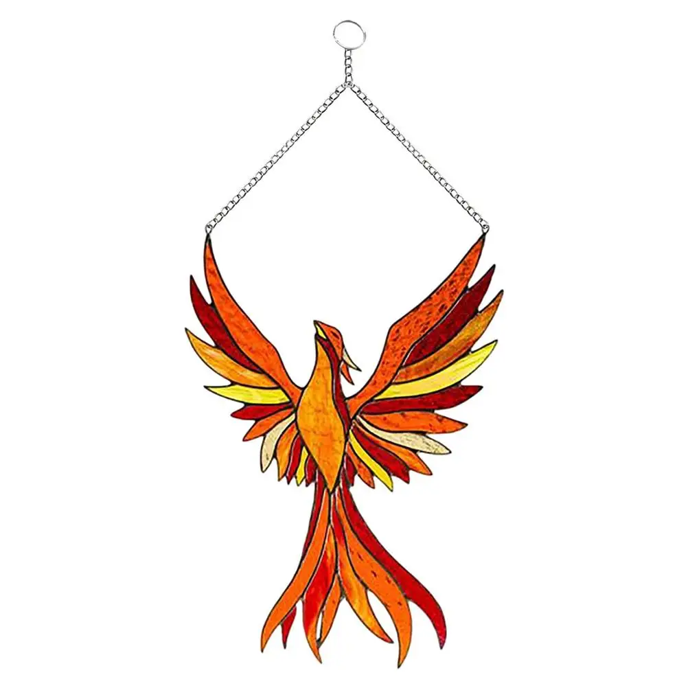 Phoenix Suncatcher Stained Window Hanging Ornament Acrylic Window Panel Handmade Home Decor Hanging Decoration