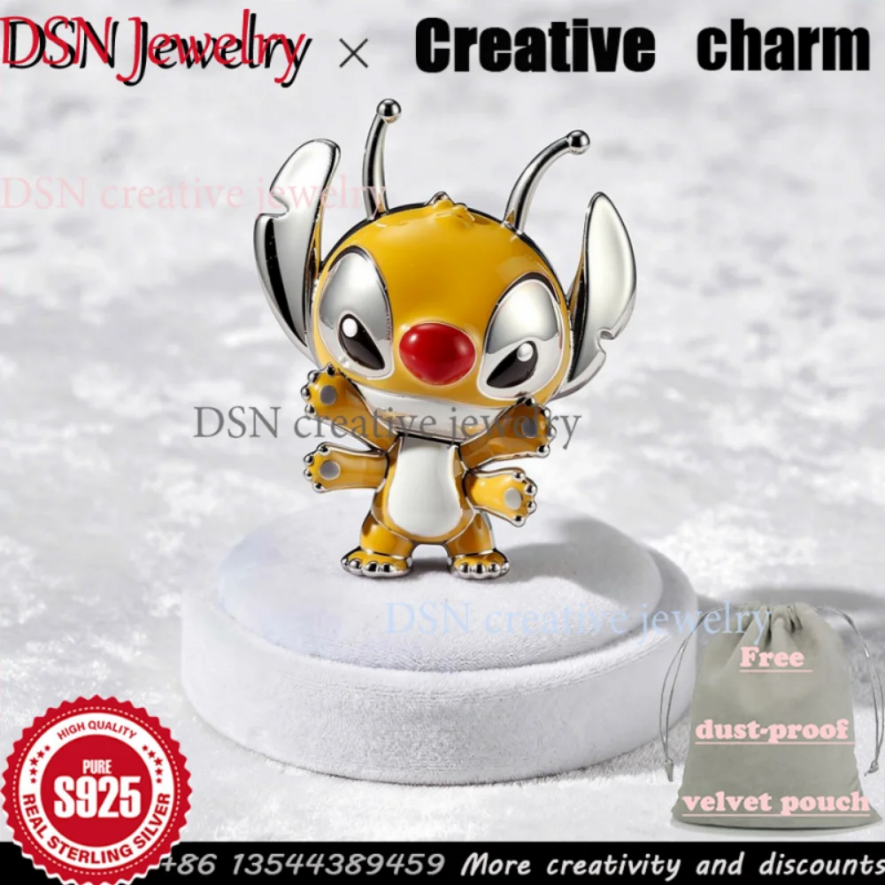 

DSN Jewelry Designer Cartoon Charm S925 Silver Yellow Enamel Experiment Charm for Original Pan Bracelet DIY Jewelry Accessories