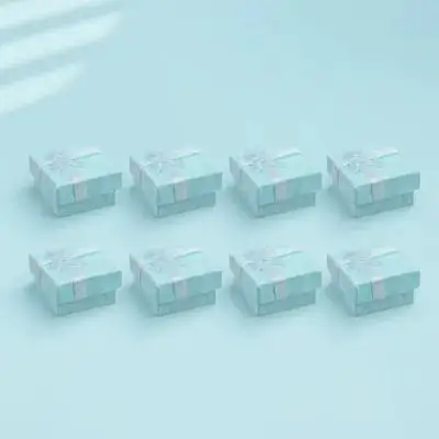 

30 шт. шкатулки для драгоценностей из твердого картона, органайзер для сережек и ожерелья, легкий подарочный футляр с бантом, маленький размер, стильное хранилище ювелирных изделий