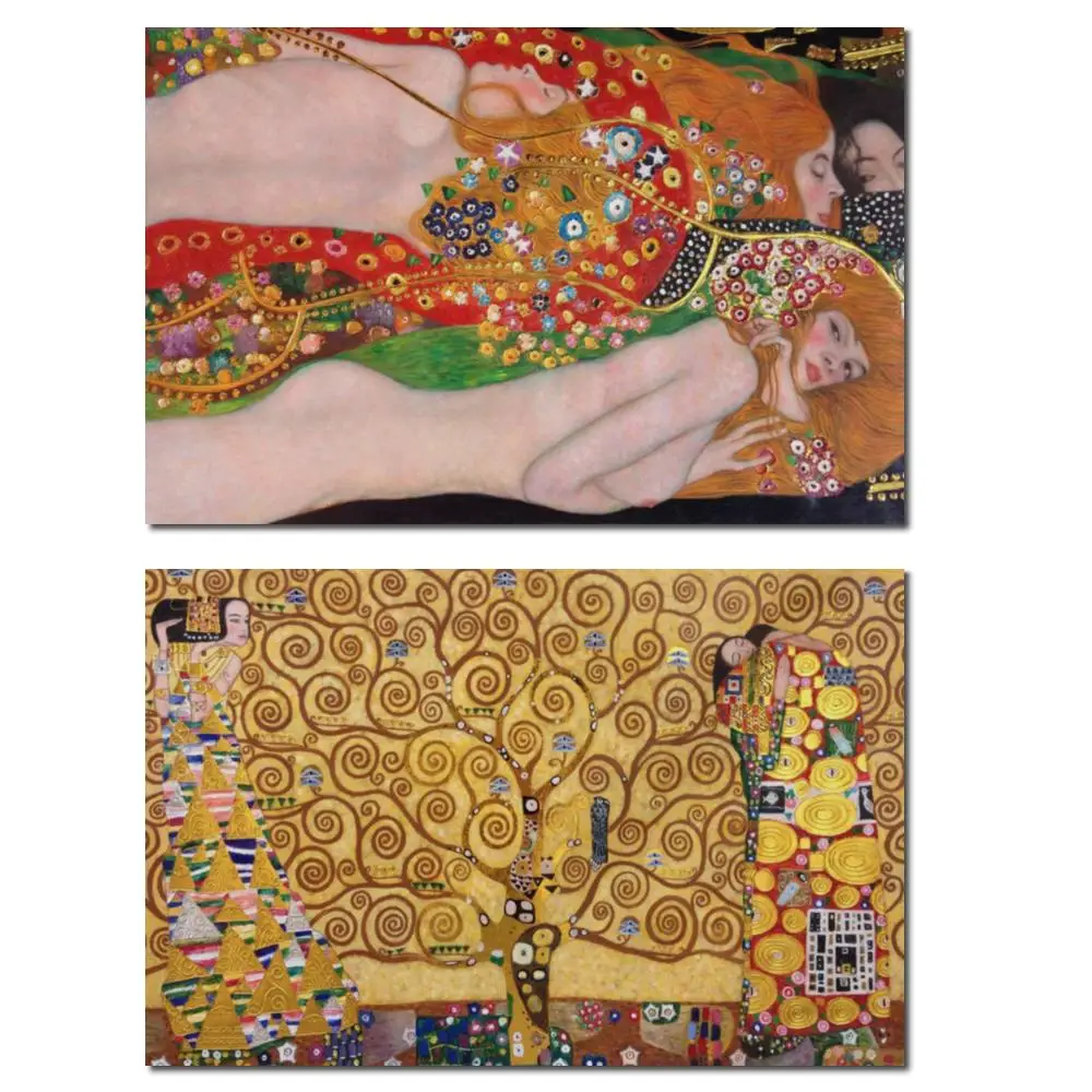 Gustav Klimt paisaje árbol vida Stoclet Frieze línea de lujo pintura al óleo pintada a mano sobre lienzo arte para exhibición de espacios brillantes