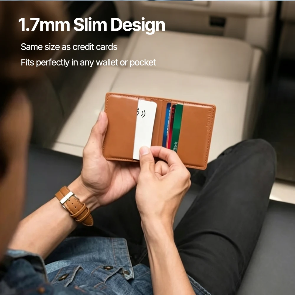 Ultra-thin Wallet Finder Card Wireless Charging Bluetooth Tracker Anti Lost Locator Device Works With Find My Network (iOS Only)