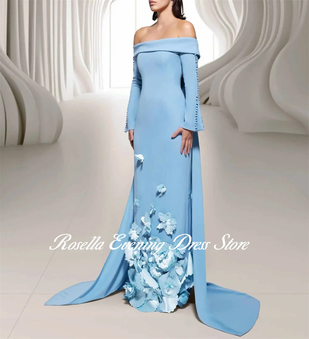 ROSELLA Off Shoulder Evening Dresses Paper Cutting Floor Length Mermaid Formal Occasions Dress with Cape Shawl New 2024