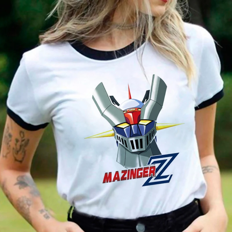 mazinger z summer top men 2022 white t shirt tumblr kawaii plus size tshirt streetwear