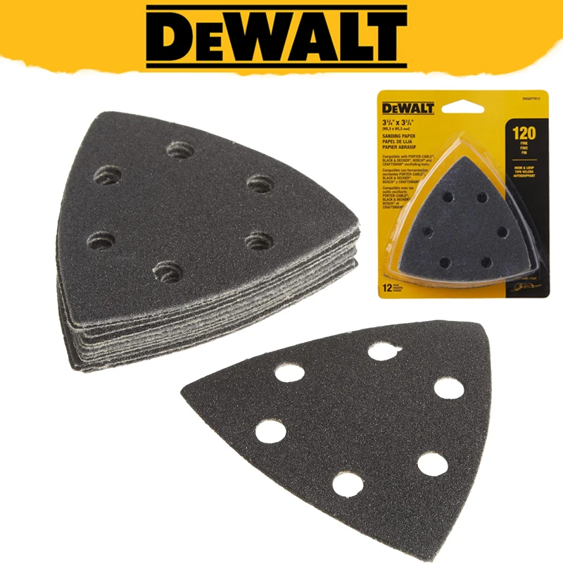 DEWALT DWASPTRI12 Hook and Loop Triangle Sanding Pad 120 Grit 12-Pack Design Provides Long Life Power Tool Attachment