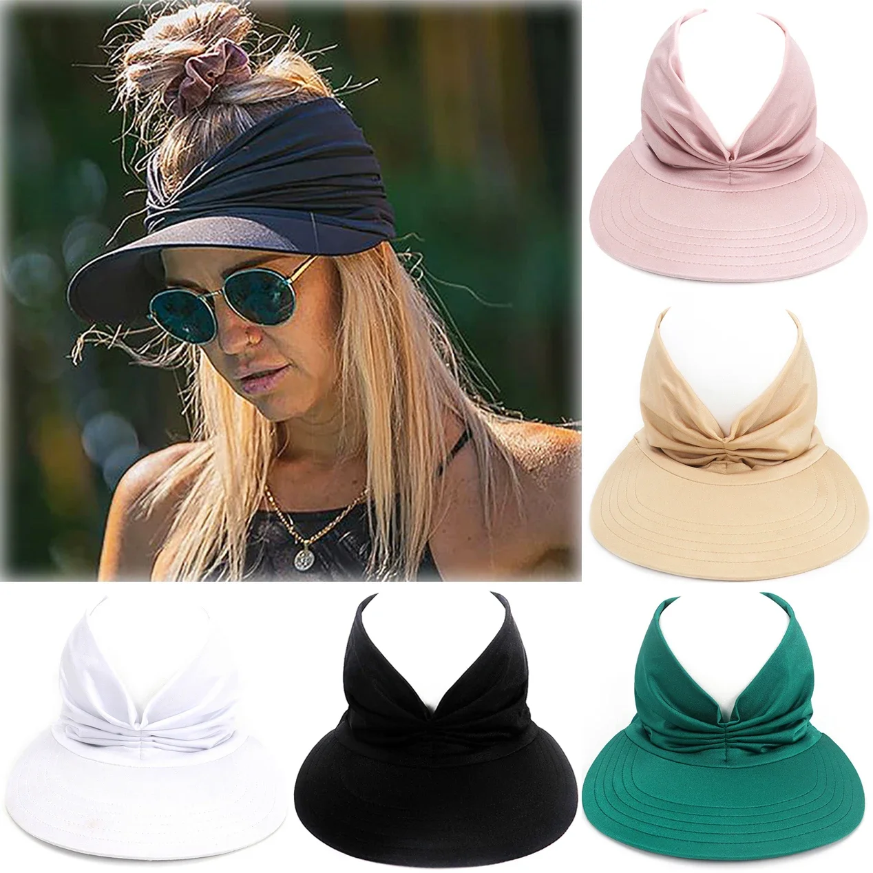 Summer Hat Sun Visor Hat Anti-ultraviolet Elastic Hollow Top UV Hats Casual Sunscreen Caps Fishing Sports Cap Outdoor Shading