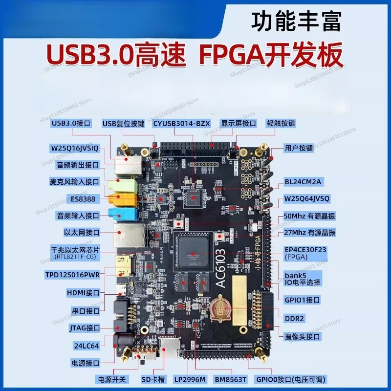For USB3.0 FPGA Development Board FX3 3014 DDR2 Ethernet