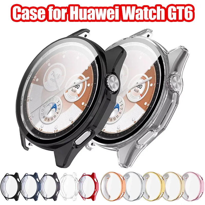 화웨이 워치 GT 6 41mm 46mm용 TPU 케이스, 스크린 보호 케이스, 소프트 TPU 전면 보호 범퍼 커버, 워치 GT6 액세서리