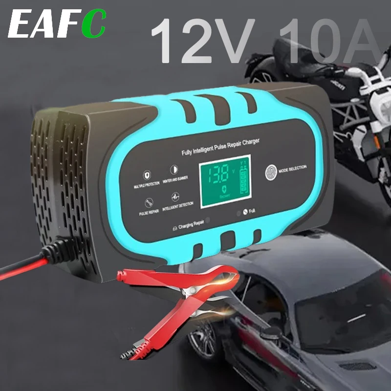 

Зарядное устройство EAFC 12В 10А для автомобильных и мотоциклетных аккумуляторов, быстрая зарядка 180Вт, импульсное восстановление для автомобильных и мотоциклетных AGM, GEL, свинцово-кислотных аккумуляторов, с ЖК-дисплеем