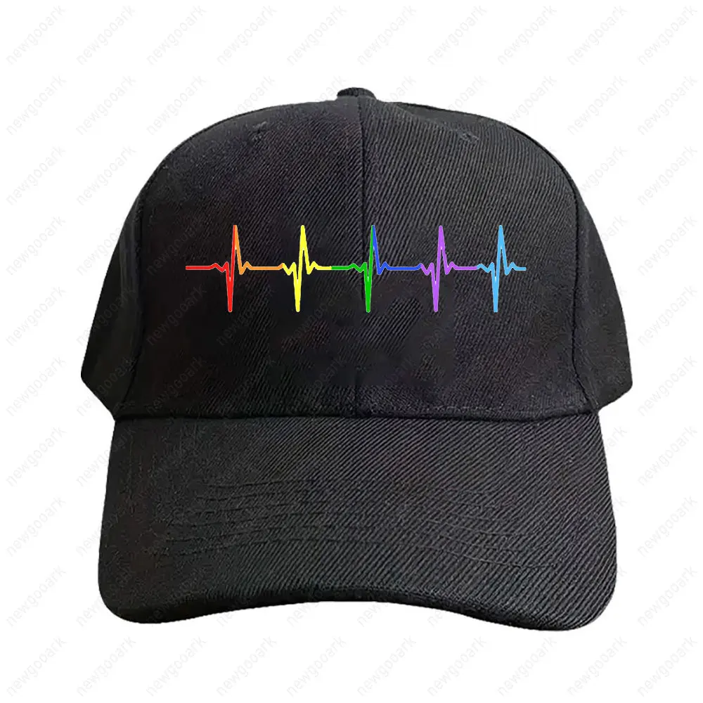 

Кепка Rainbow Pulse Hearbeat LGBT для женщин и мужчин, повседневная регулируемая бейсболка с принтом, кепка-тракер