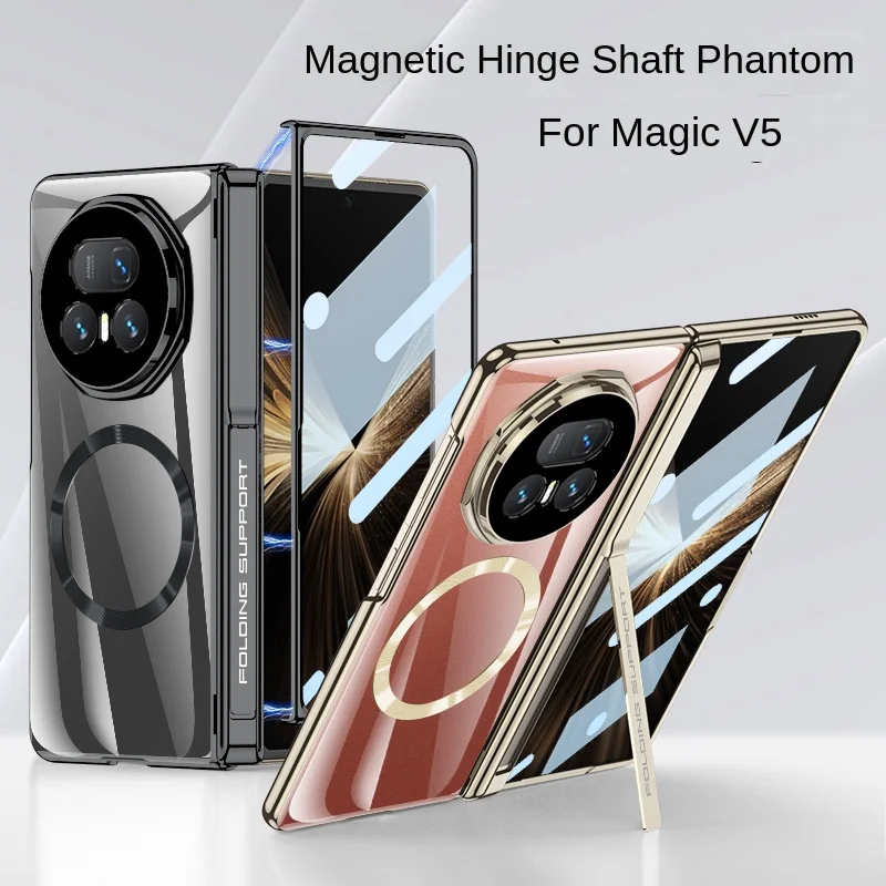

Чехол для Huawei Honor Magic V5, роскошное покрытие, шарнирная подставка Magsafe, магнитный защитный чехол на заднюю панель для Magic V5, чехол для телефона