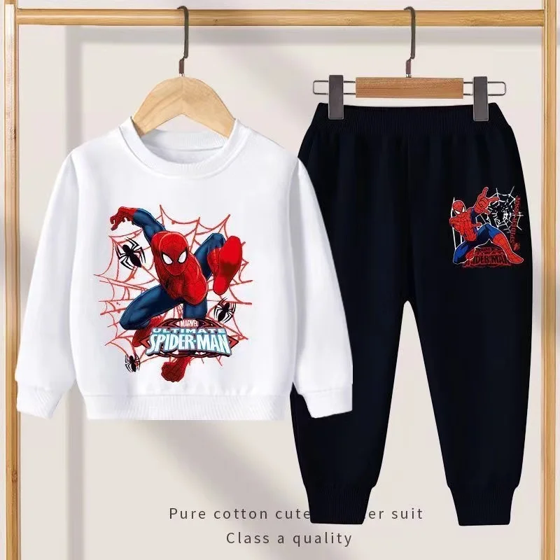 Autumn Baby Girl Boy Clothes Set Children Marvel Spider Man Printing Sweatshirt Top and Pants Bottom Suit Cotton Tracksuit