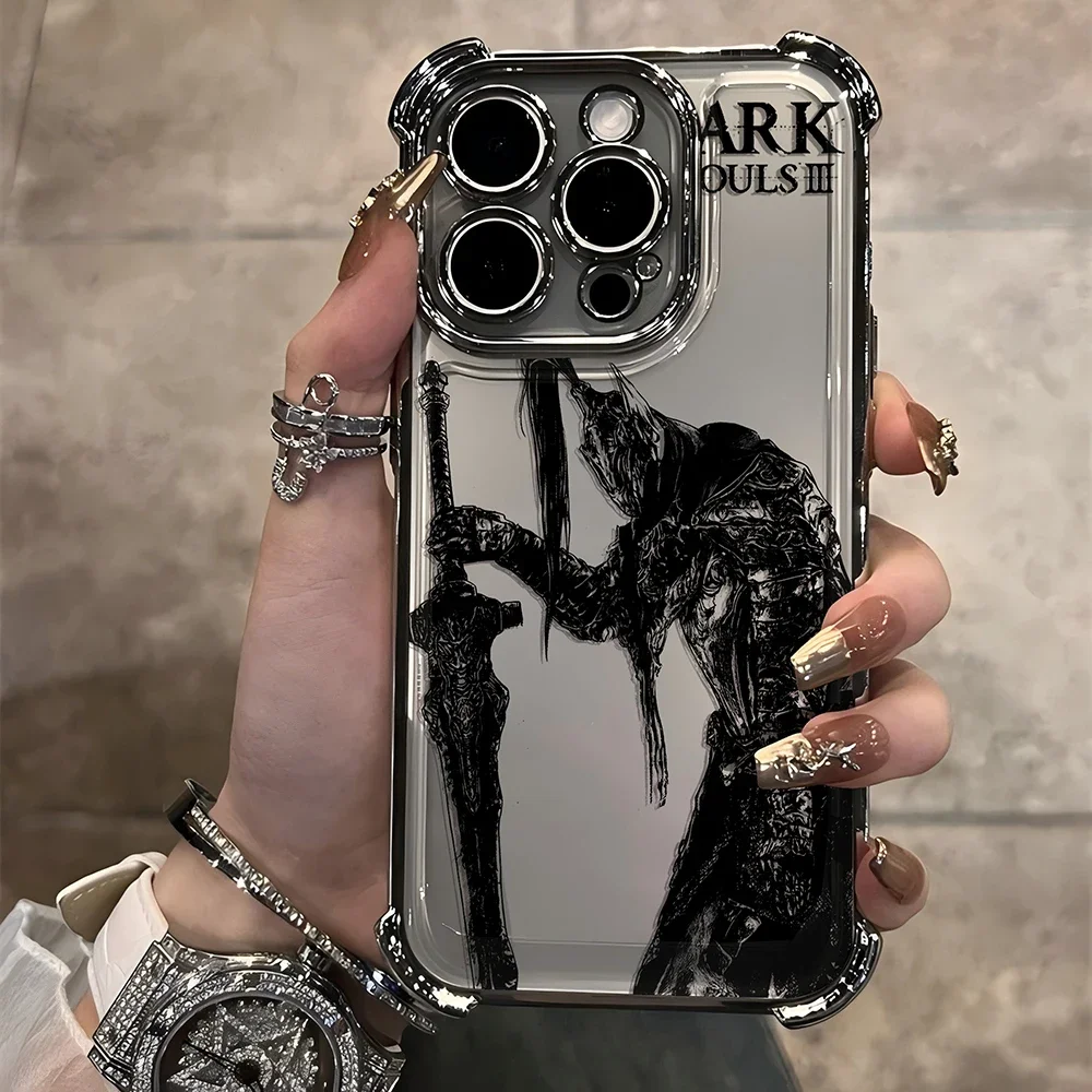 Hot Blood Game Dark Souls Plating Case For Xiaomi 14 14Pro 13 13Pro Poco F4 F5 X5 X3 Pro 4G 5G Anti Fall Airbag Back Cover