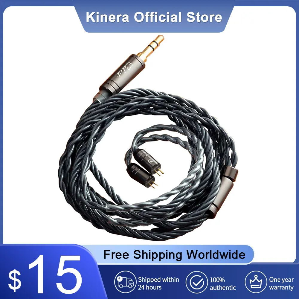 Kinera Celest Tiger Soul Earphone 0.78mm 2Pin Upgrade Cable 3.5mm Plug 4 Core OFC Pure Copper Plated With Gold Headphone Cable