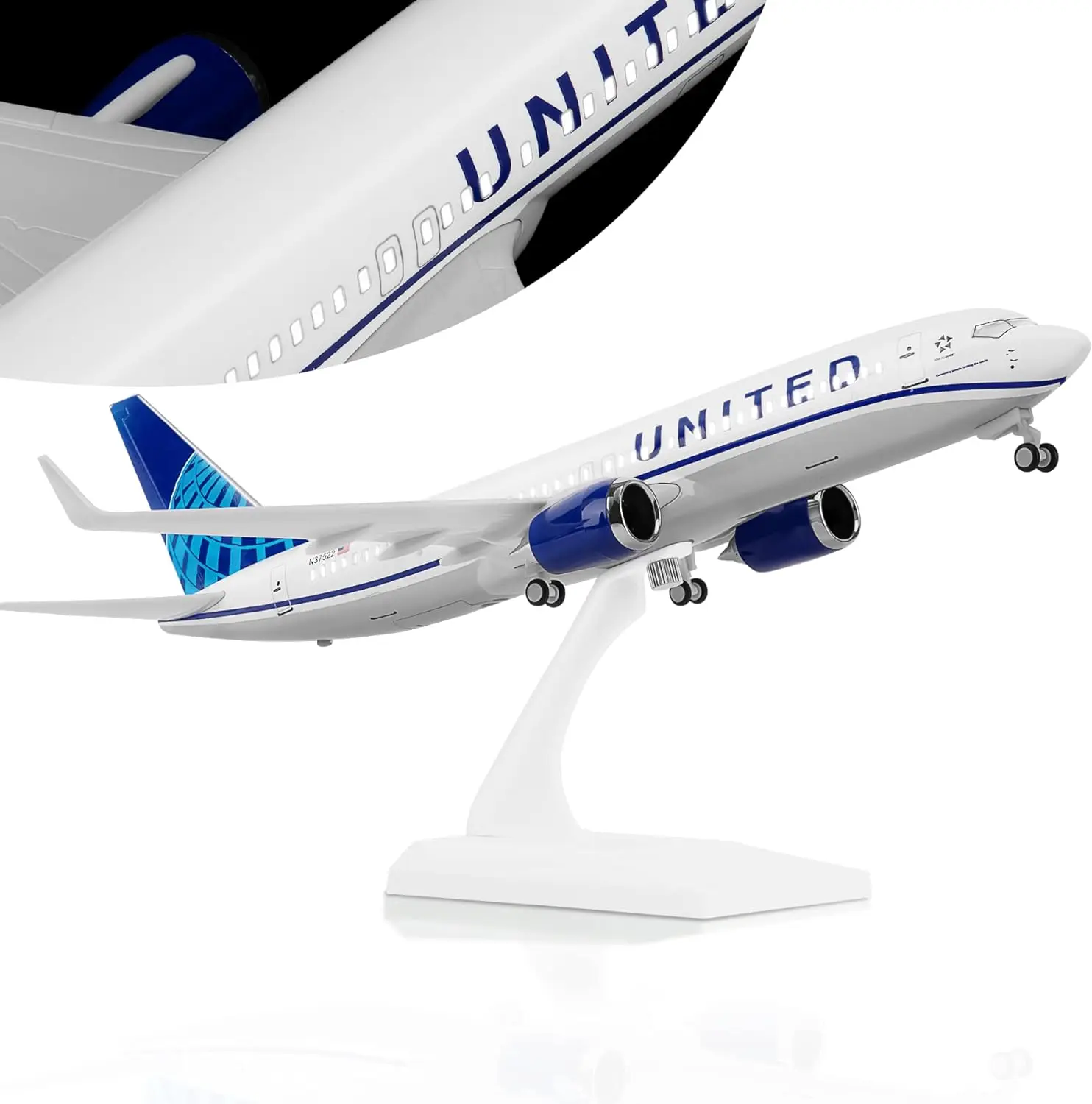 1:130 United Airlines Airplane Model Alloy Die-Cast Airplane Model Airplane with LED Lights Toy Model for Collecting or Gifting