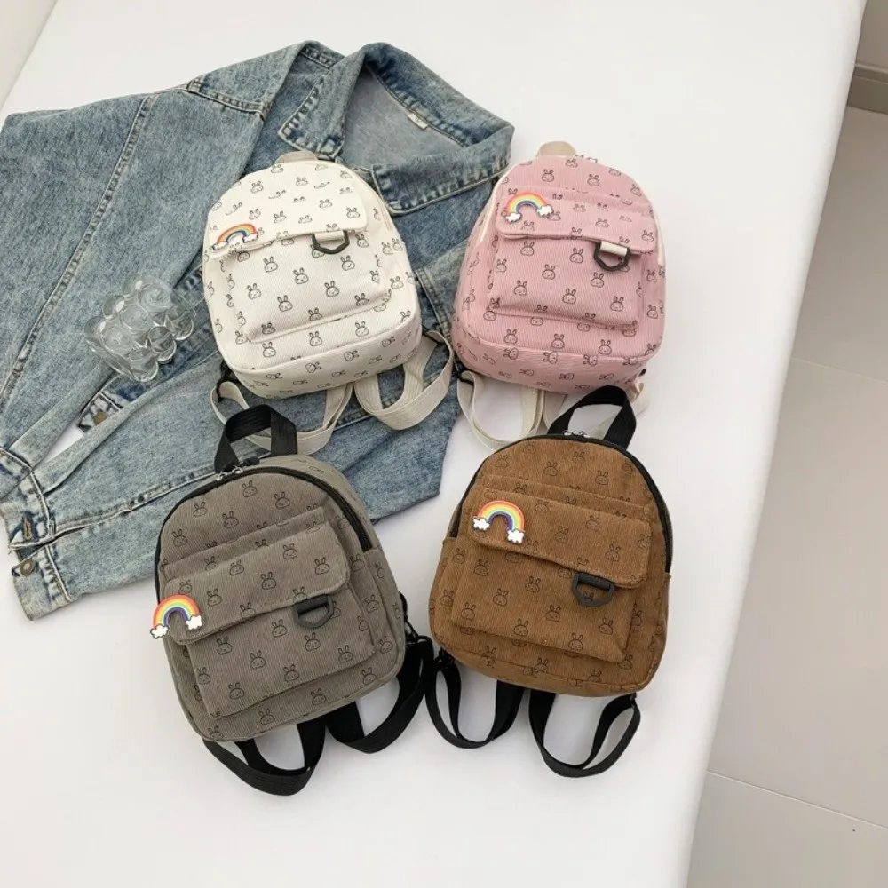 

Модный мини-рюкзак с мультяшным принтом, регулируемыми лямками, на молнии, маленький школьный рюкзак из вельвета, женский рюкзак