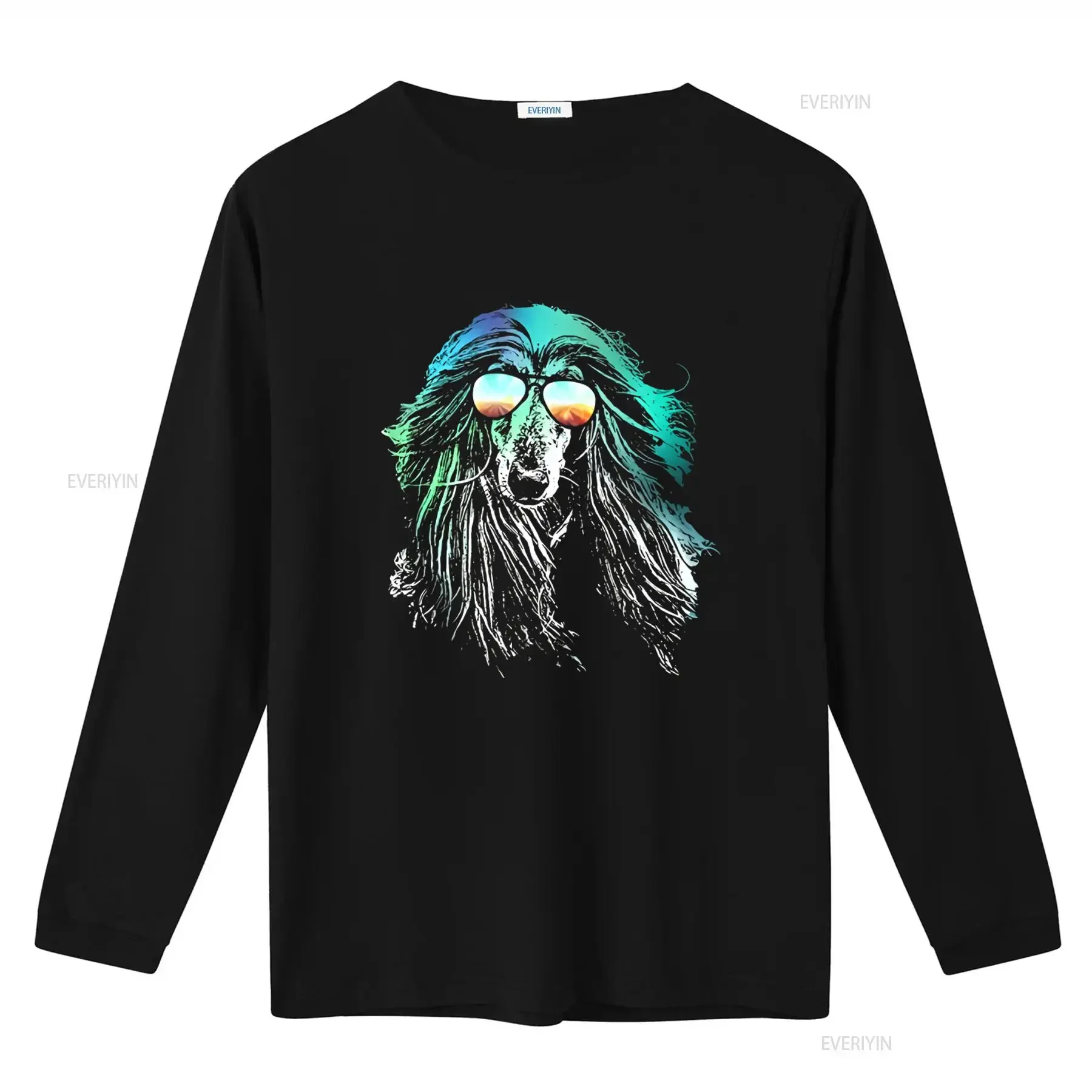 Afghan Hound Neon Dog Print T Shirt for Fashion  vintage Washed Stretched Casual Comfortable Stylish Top For Everyday Wear