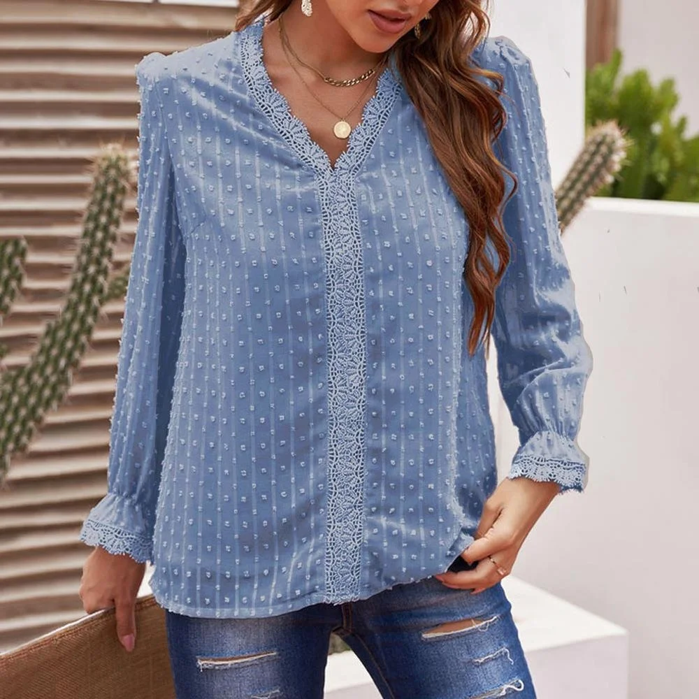 女性用刺繍レース irt 花柄装飾 ルーズフィット ロングスリーブ ポリエステル繊維 夏服 女の子用