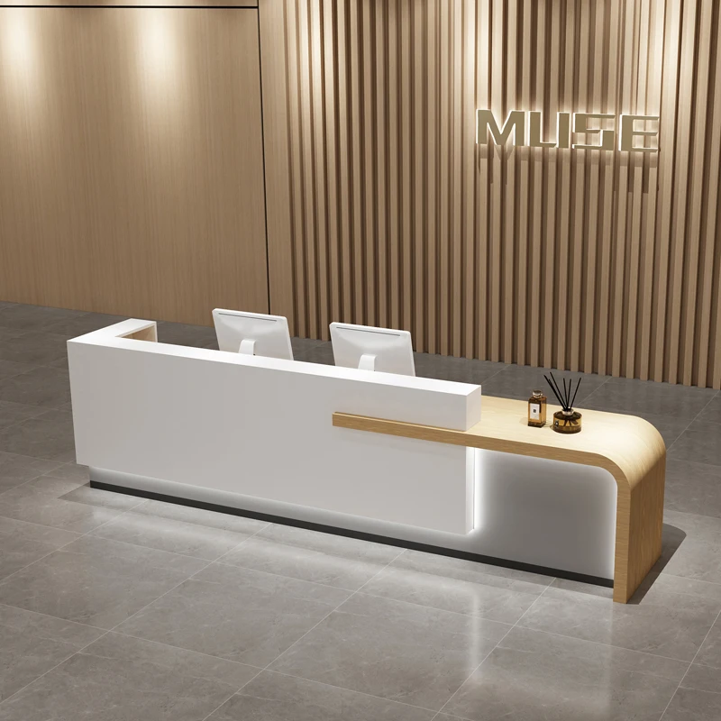 โต๊ะประชาสัมพันธ์สไตล์โมเดิร์นยุโรป โต๊ะแคชเชียร์สำนักงาน บาร์เรียบง่าย โต๊ะประชาสัมพันธ์หรูหรา โต๊ะประชาสัมพันธ์ทันสมัย เฟอร์นิเจอร์ทันสมัย