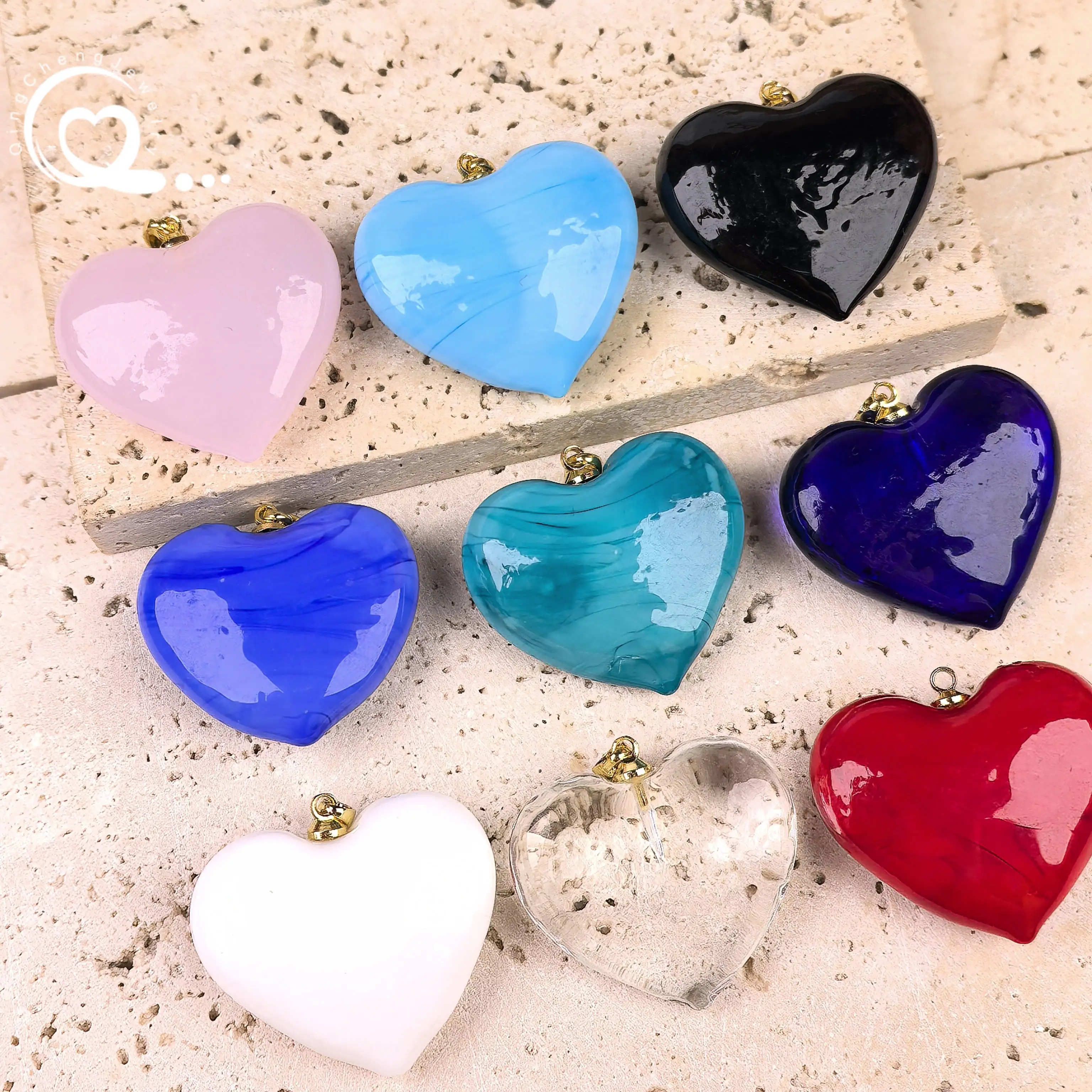 

10pcs/lot Colorful Enamel Heart Pendants,Heart-Shaped Lucky Charms DIY Necklaces Bohemia Jewelry Making Findings QC3416