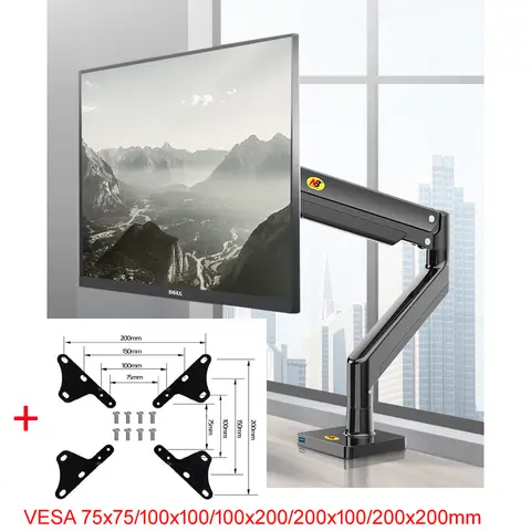 NB G40 22-40 인치 모니터 화면 데스크탑 마운트 가스 스프링 암 컴퓨터 홀더 360 회전 3-15kgs USB 3.0 포트 클램프 그로밋