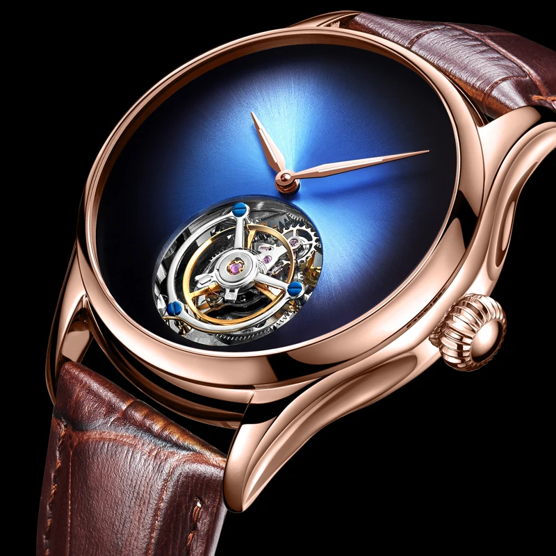 

AESOP Leopard Eye Tourbillon Watches Sapphire Crystal Dial Original Hollow Movement Mechanical Men's Wristwatches Leather Clocks