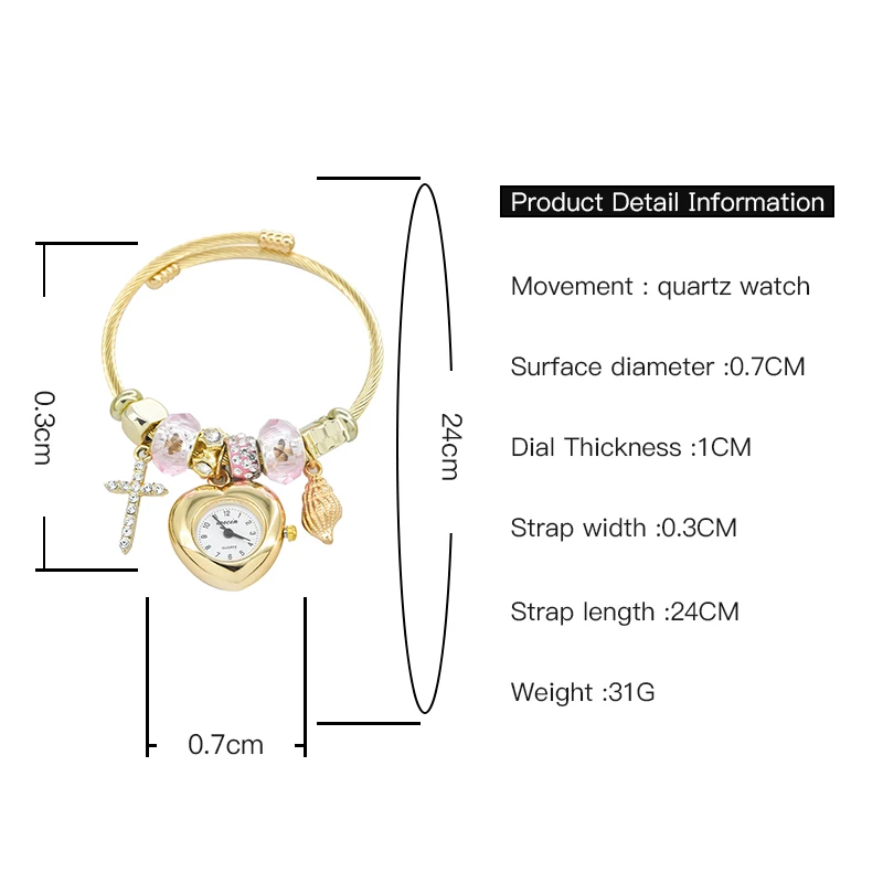Fashion Women's Bracelet Watch Love Casual Elegance With Stylish Embellishments Of Refined Round Quartz Watch