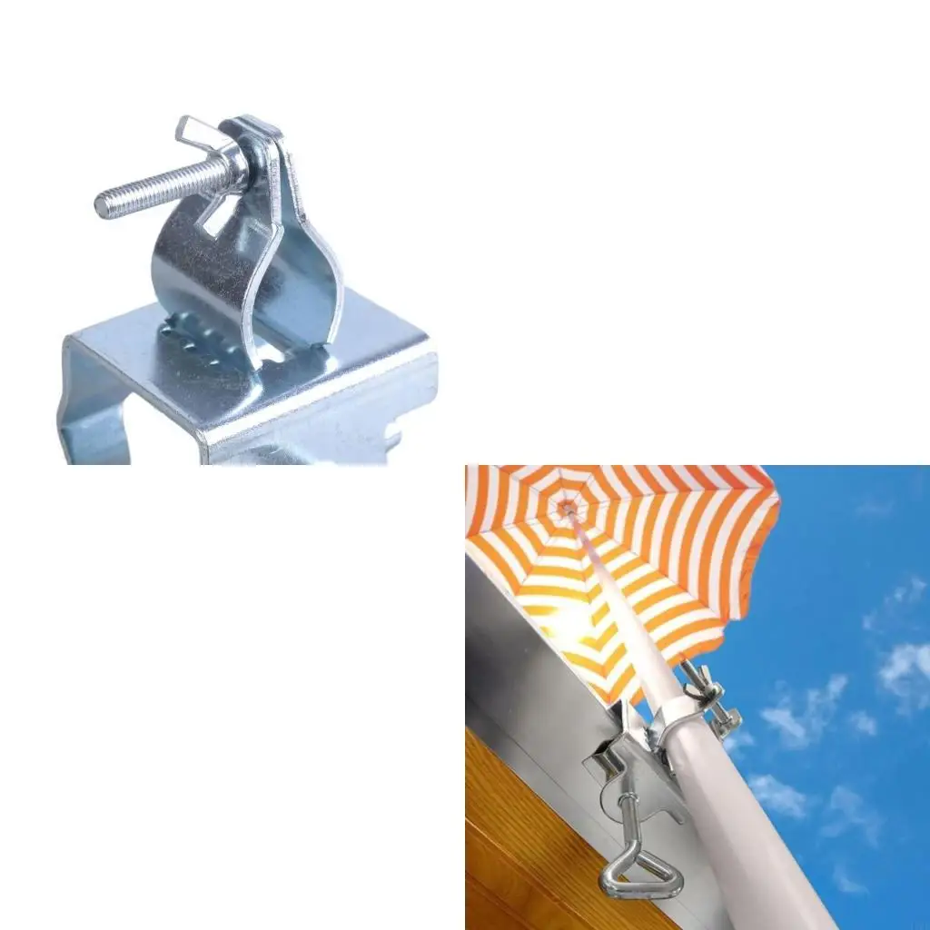   Adjustable Balcony Railing Sun Protective Umbrella Holder Steel Parasol Bracket Clamps for Deck Porch Outdoor Garden