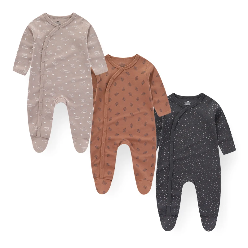 Kiddiezoom 3 Pcs/Lot Autumn Winter Fashion Unisex Long Sleeve Casual Soft Comfort Baby Boy Girl Romper Newborn Shower Gifts