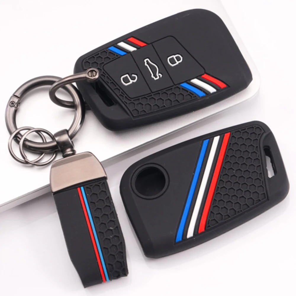 Soft Key Holder With Chain For Volkswagen Passat B8 Magotan Tiguan MK2 Arteon Atlas For Skoda Kodiaq Superb A7 Anti Scratch