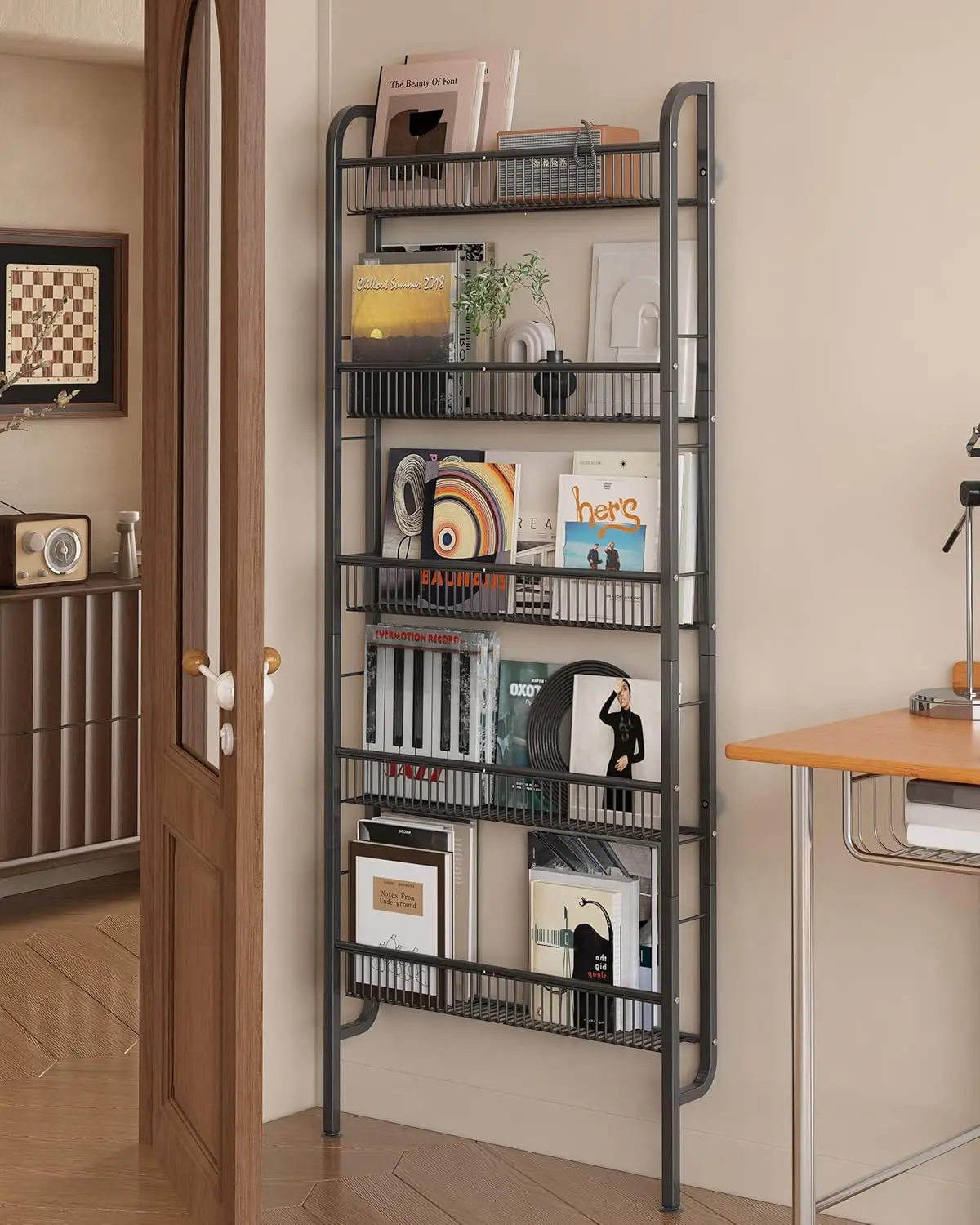 

Behind The Door Bathroom Shelf Narrow 5-Tier, Space-Saving Slim Storage Shelf Narrow Shelving Unit for Bathroom and Kitc
