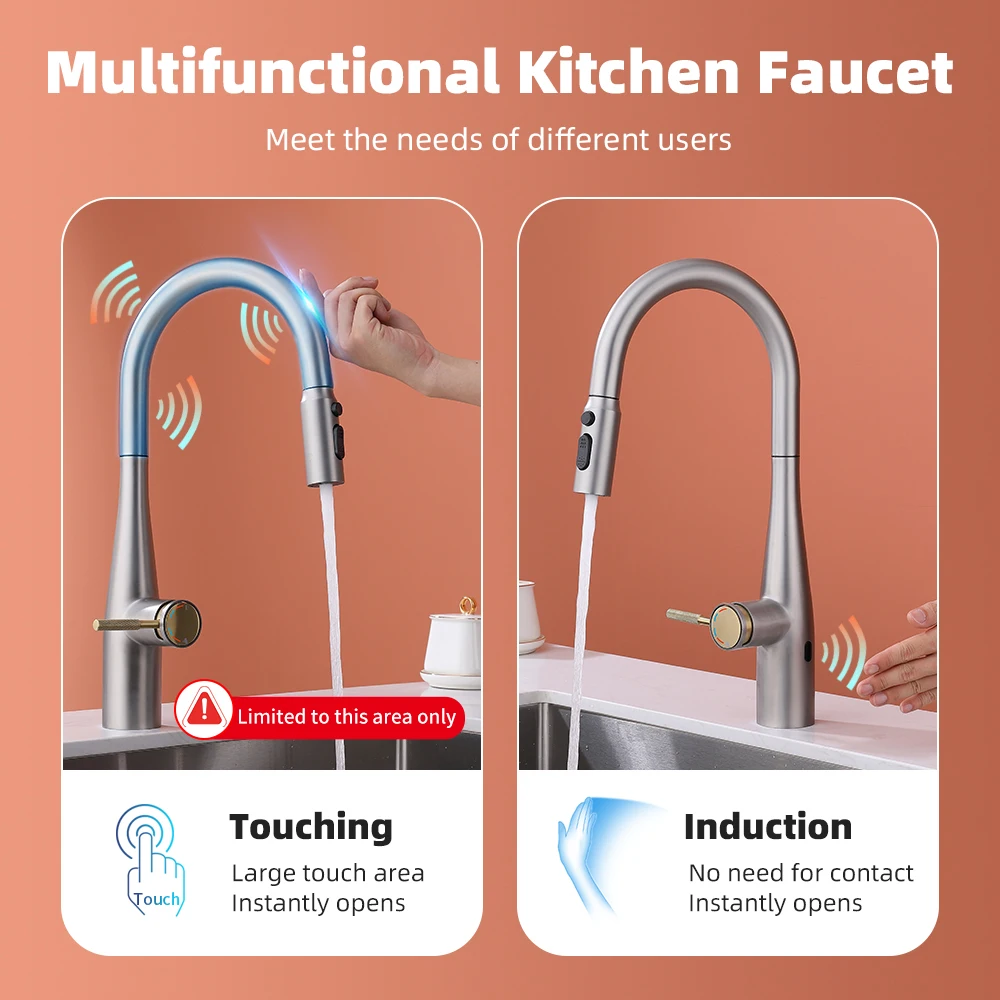 Fashion Smart Touch Kitchen Faucets Crane For Sensor Kitchen Water Tap Sink Mixer Rotate Infrared Sensing Water Mixer Tap1023