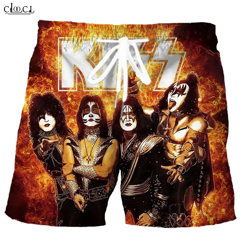 

Новейшие популярные мужские летние шорты с 3D принтом Metal Rock KISS Band в стиле хип-хоп, Harajuku, пляжные универсальные спортивные штаны, Прямая доставка