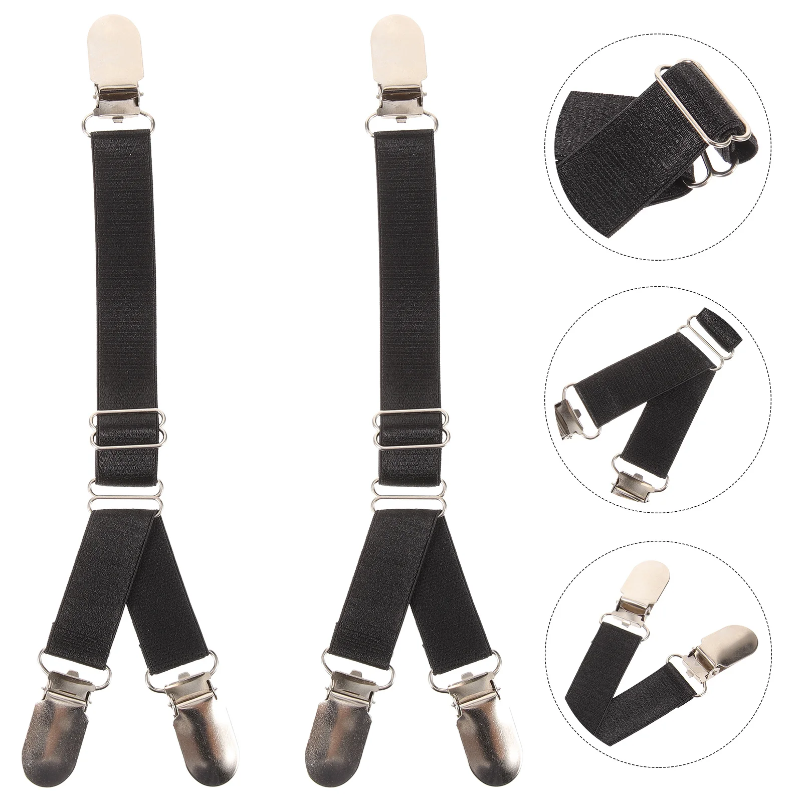 

2pcs Duckbill Clamp Adjustable Non-Slip Garter Strap For Unisex Shirt Stay Fixed Unisex Garter Strap Sock Buckle Clip Keeper