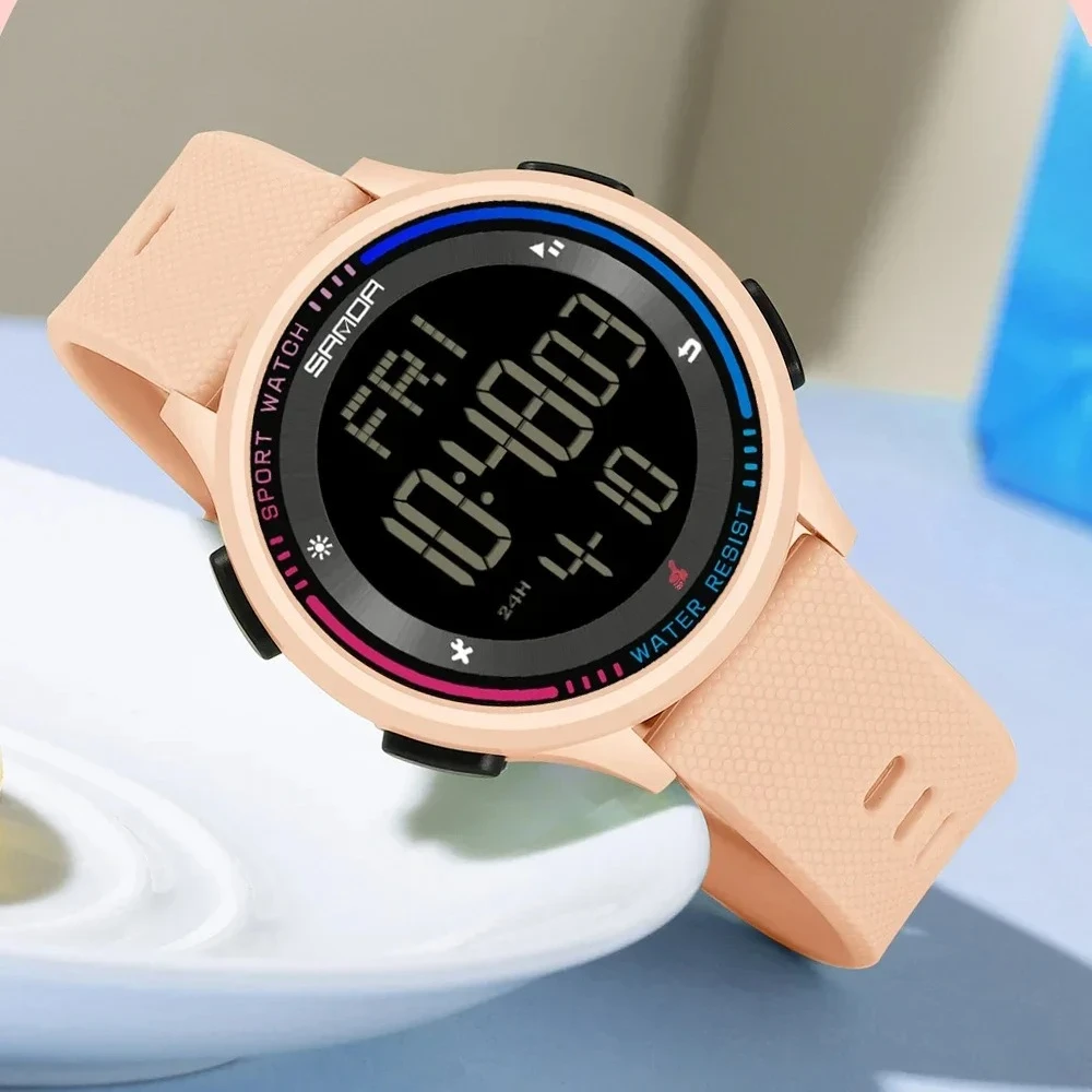 SANDA 6158 Ultra-thin single movement waterproof luminous electronic watch trendy fashion wristwatch for teenagers men and women