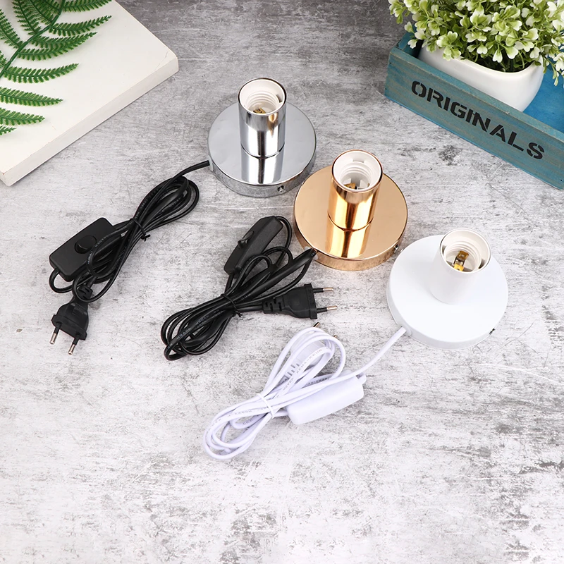 

1.5M Cable Night Light With Line Lamp Head E27 Lamp Socket Table Lamp Decoration Lamp Polished Metal Desktop Lamp Base Holder