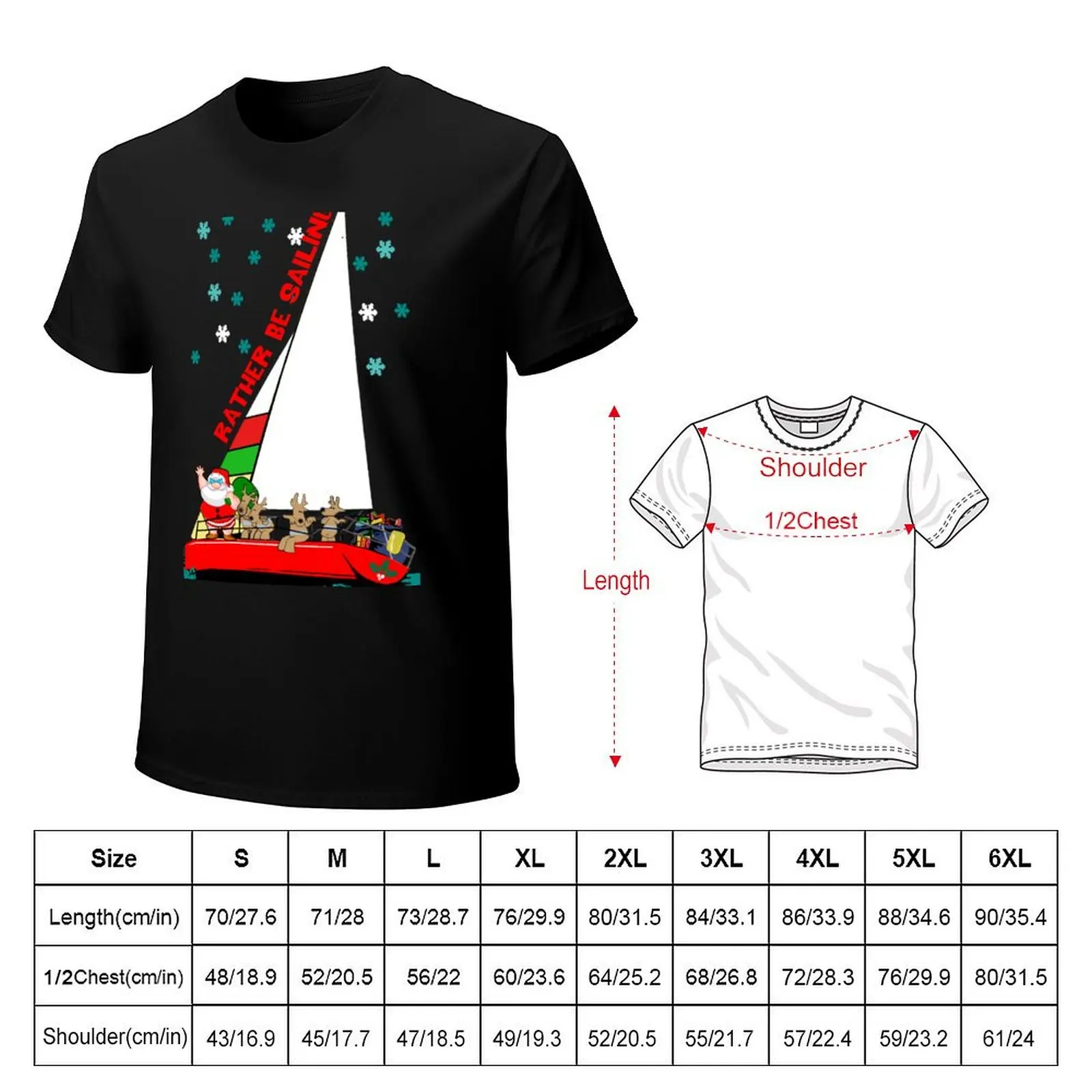 Santa Would Rather Be Sailing at Christmas T-Shirt vintage anime shirt cute tops blanks man t shirt Men's t-shirt